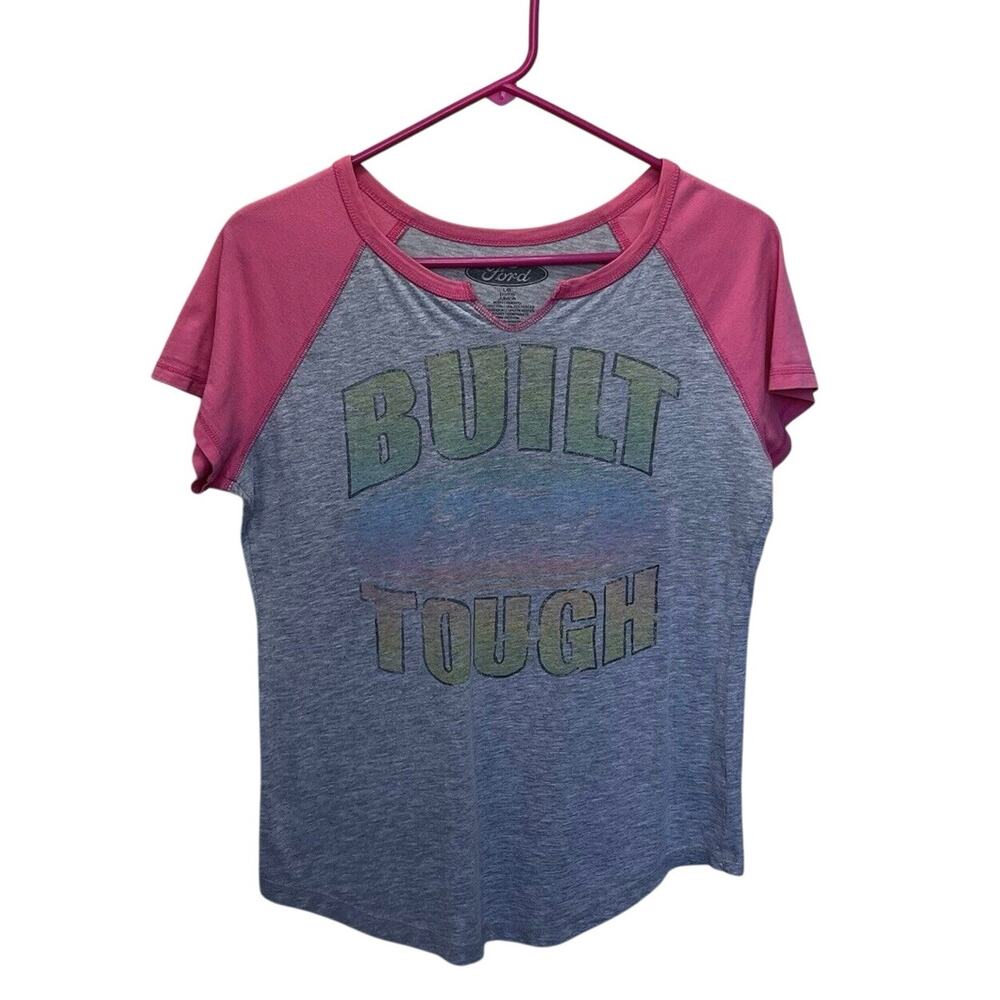 Ford | Built Tough Rainbow Graphic Tee Henley Juniors Large 11/13 Short Sleeve